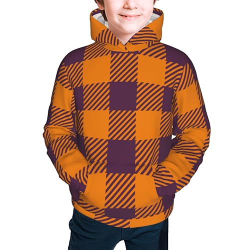 Fall Buffalo Plaid Kid Hoodies Boys Sweatshirts Girls Pullover with Pocket3