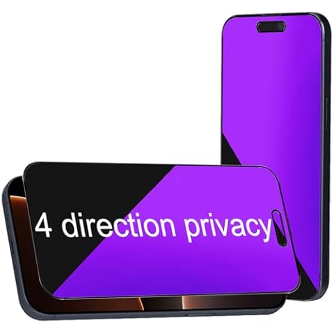 BWEDXEZ 2 Pack 360 Degree Anti-blue Privacy Tempered Glass for iPhone 16 Pro Max Anti-Spy 4 Directions Screen Protector Film 4 Sides Anti-Peeping 6.9 inch Cover