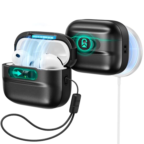 Image of ESR for AirPods Pro 3 Case (2025), Compatible with AirPods Pro 3 (USB-C Cable), MagSafe Ready, Magnetic Lid Lock, Full Drop Protection Cover with Lanyard, Black