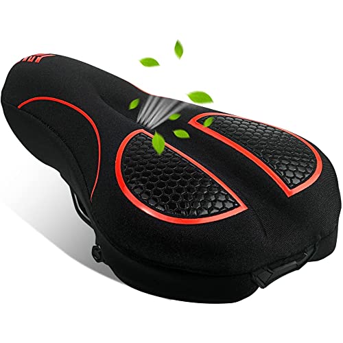 Image of FABSPORTS Bike/Bicycle Seat Cover with Thick Soft Padded Gel & Memory Foam for Extra Comfort for Endurance and Long Rides for Cycling, Spinning Class, Exercise Bike etc