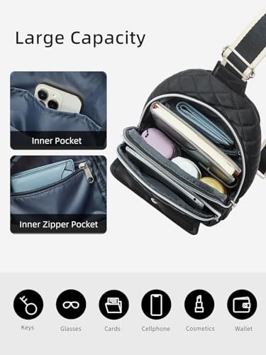 WESTBRONCO Crossbody Bags for Women Quilted Sling Daypacks Nylon Lightweight Large3