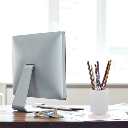 Image of FOMIYES Multipurpose Silicone Makeup Brush Holder with Suction, White Pen Holder for Desk, 3.93 X 3.11 X 3.11 Inches, Ideal for Home and Office Organization