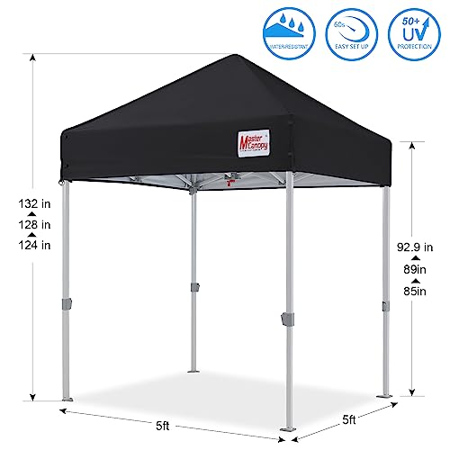 Image of MASTERCANOPY 5x5 Heavy Duty Pop Up Canopy Tent with Roller Bag(Black)
