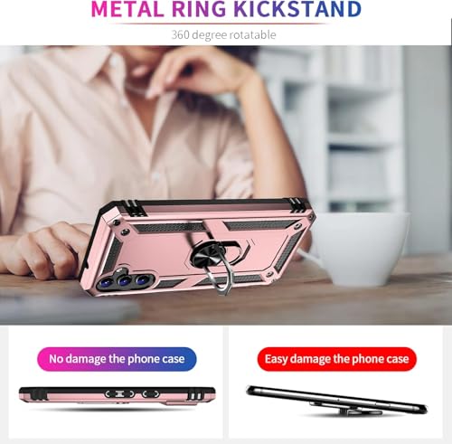 Image of for Samsung Galaxy S24 FE Case with Screen Protector, Military Grade Rugged Shockproof Galaxy S24 FE 5G Heavy Duty Protective Cover for Samsung S24 FE Magnetic Ring Kickstand Phone Case (Pink)