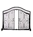 Plow & Hearth Metal Fireplace Screen Crest Black | 38