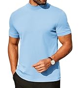 COOFANDY Mens Mock Turtleneck Shirts Casual Premium Cotton Short Sleeve Shirt 2025 Basic Half Nec...