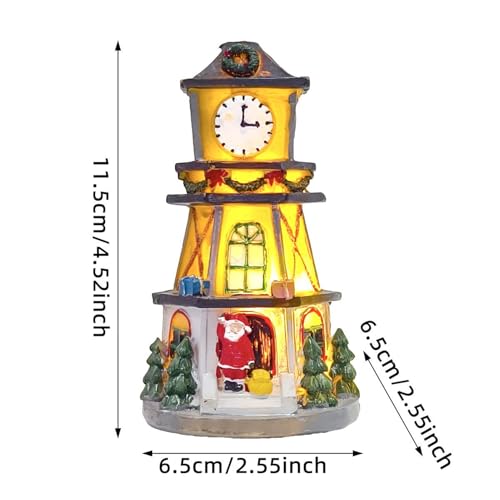 Générique Maisons de Village de Noël | Tour Horloge Décorative Illuminée | Pièce Maîtresse de Table pour Fêtes Décoration Intérieure Salon Chambre Bureau Fenêtre – Image 6