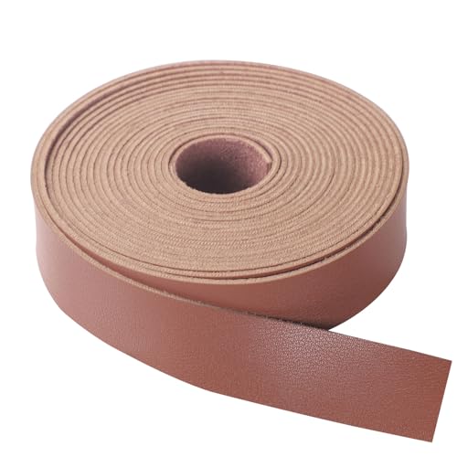 CDY Soft Brown Faux Leather Strap: 1 Inch Wide 200 Inches Long Leather Strip 2mm for DIY Craft...