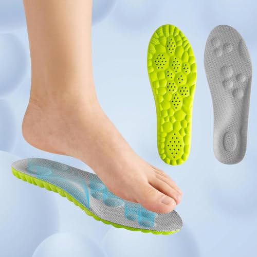 Image of 4D Cloud Steppers Insoles for Men and Women - Shock Absorption Inserts, Soft Anti-Fatigue, Memory Foam Insoles for Shoes, Boots & Sneakers (Green, Men: US 4-7 / Women: US 5-8.5)