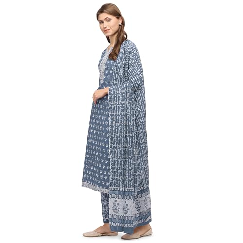 Image of MIRCHI FASHION Women's Straight Fit Cotton Kurta with Trouser Pants and Dupatta