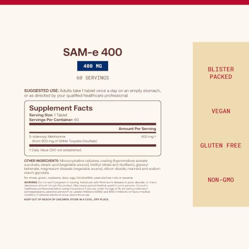 Jarrow Formulas SAMe 400 mg Supplement