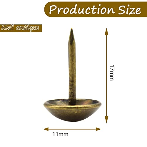 Ruidee 200 PCS Antique Upholstery Tacks, Furniture Decorative Thumbtacks, Push Pins (STD/Bronze), Gold - Image 2