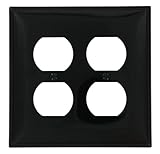 Leviton PJ82-E 2-Gang Duplex Receptacle Wallplate, Midway Size, Black