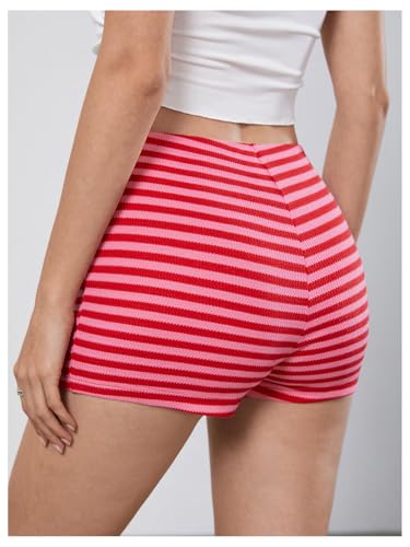 MakeMeChic Women's Striped Shorts Crochet Knit Pajama Micro Mini Boxer Lounge Shorts Summer Bottoms2