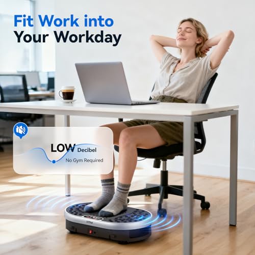 HTM Vibration Plate Exercise Machine, 9 Modes & 120 Speeds, Body Shake Plate with Resistance Bands Slot & Remote Control, Shake Board for Weight Loss Fat Burner Home Fitness Workout