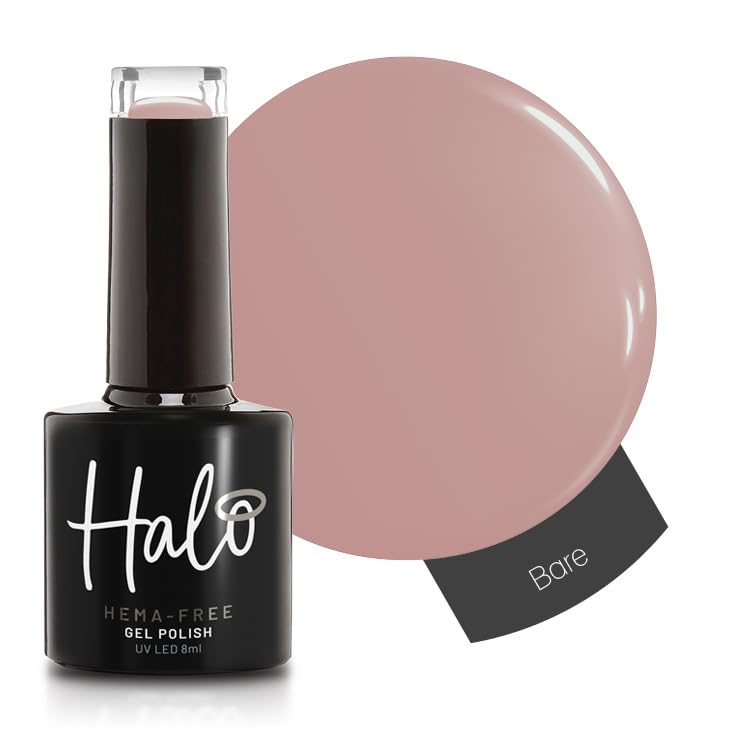 Halo Gel Polish 8ml - Bare. UV/LED Gel Nail Polish, Long Lasting & Easy To Apply. Nail Art Colours For Manicure & Pedicure. Gel Polish For Professional & Home Use.