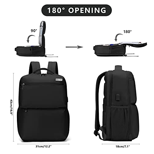 MAXTOP-Carry-On-Backpack-Business-Laptop-Backpacks-with-USB-Charging-Port-Large-Travel-Backpack-for-Women-Men-Outdoor-Rucksack-Casual-Daypack-for-Weekender-Business-Hiking-Black