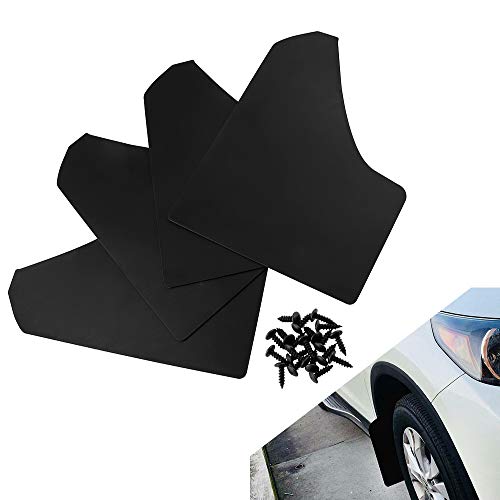 RASNONE Car Mud Flaps Splash Guards Universal Fit Black (4 Pack with 20 PCS 6mm Fastener Rivet Clips)
