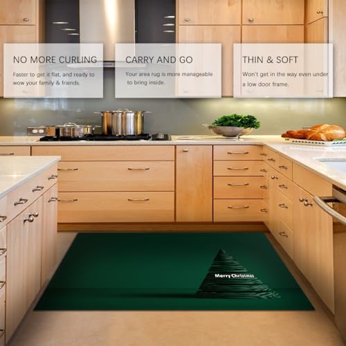 Tapis de salon moderne vert sapin de Noël pour votre entrée