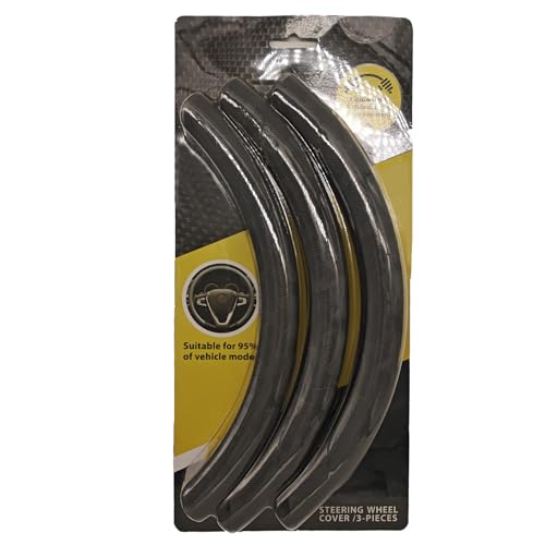 PICKSHI ハンドルカバー かっこいい ステアリングカバー 車内インテリア 滑らない テクスチャ 幅広い車種で使用可能 超薄型S ・M・Ｌサイズ、O型 Ｄ型 取付簡単 軽自動車、普通車、軽トラック汎用 (ブラック)