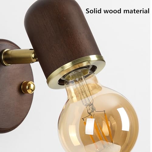 Lámpara de pared retro E27 aplique interior industrial de madera con tirador 2