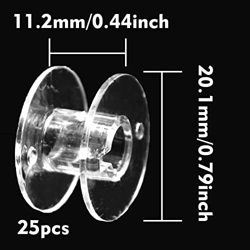 SZXMDKH Sewing Machine Bobbins,Plastic Bobbins for Sewing Machine Universal Clear Bobbins with Bobbin Case Sewing Machine Accessories (25 PCS, Transparent)