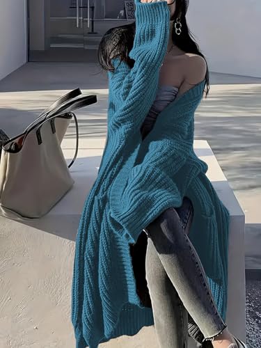 Image of Womens Long Cardigan Sweaters Open Front Oversized Duster with Pocket for Women 2025 Fall Winter Knit Design Coats