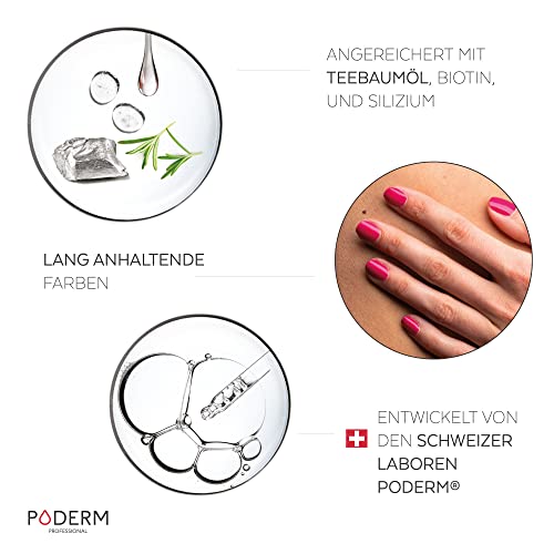 Foto von PODERM - TEEBAUM-NAGELLACK COLOR CARE Himbeere - verbessert das Aussehen für die gelbe oder brüchige Nägel - 2 IN 1 PFLEGE - Hergestellt in der Schweiz