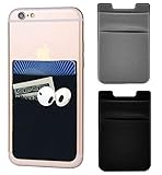2Pack Adhesive Phone Pocket,Cell Phone Stick On Card Wallet,Credit Cards/ID Card Holder(Double...