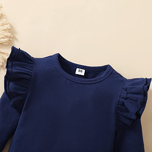Toddler Girls Solid Color T-Shirt Kids Blouse Plain Ruffle Sleeve Top Baby Girl Cotton Casual Clothes4