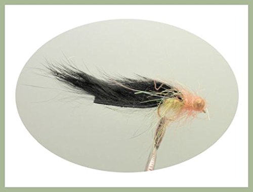 Bunny Sangsue Pêche mouches, Lot de 6 Noir et Orange, taille 10, pour pêche à la mouche Cover