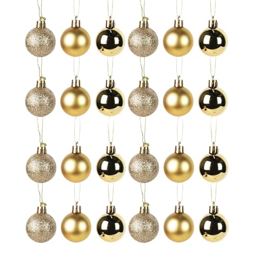 24 PCS Weihnachtskugeln Klein,Christbaumkugeln Gold Glitzer,Goldene...