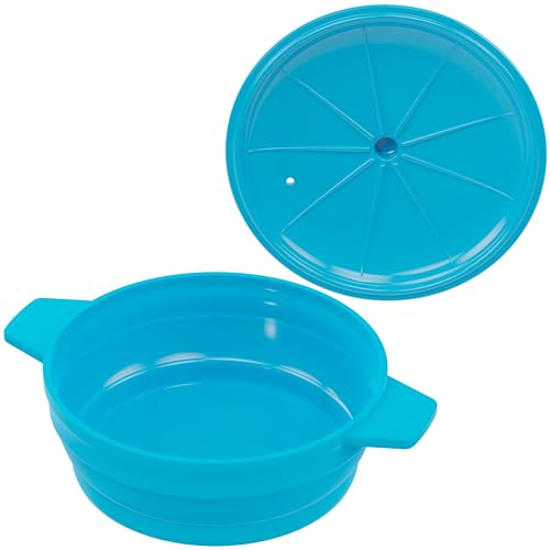 Bakerpan Silicone Microwave Egg Cooker, 4.75" x 1.75" Small Microwave Bowl with Lid, Mini Collapsible Silicone Egg Poacher, 1 1/2 Cup Capacity - Set of 4
