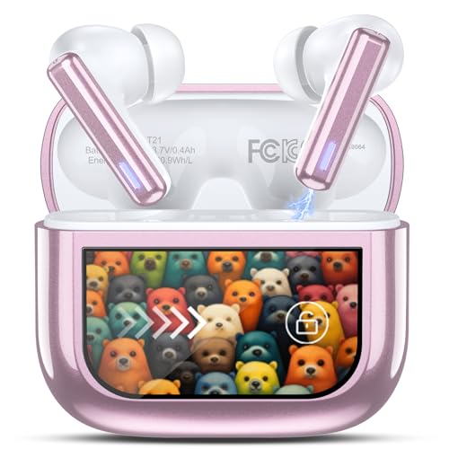 Wireless Earbuds Bluetooth 5.3 Headphones, Touch Control, ANC/ENC Noise Cancelling, 40H Playtime, IPX7 Waterproof, 14.2mm Deep Bass, 5 EQ Modes for iOS & Android (Pink)