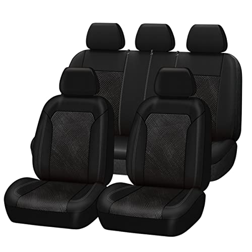 Flying Banner Car Seat Covers Full Set Universal fit Most Car,Truck,SUV and Van Comfortable Airbag Compatible Jacquard & Polyester (Black Gray Thread...