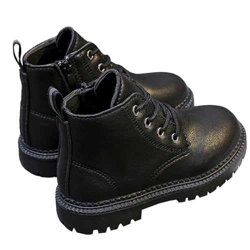 Boys Girls Waterproof Lace-up Side Zip-up Ankle Boots Outdoor Military School Tactical Combat Boots (Toddler/Little Kid)4
