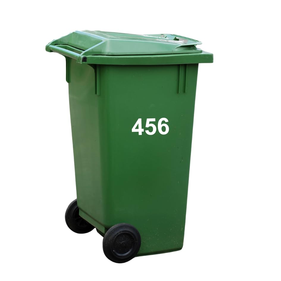 Wheelie Bins Number Stickers | Any Number 2 Sizes | 16 Gloss or Matte Colours | Weatherproof Self Adhesive Vinyl | Bin Numbers | Personalised Wheelie Bin Stickers