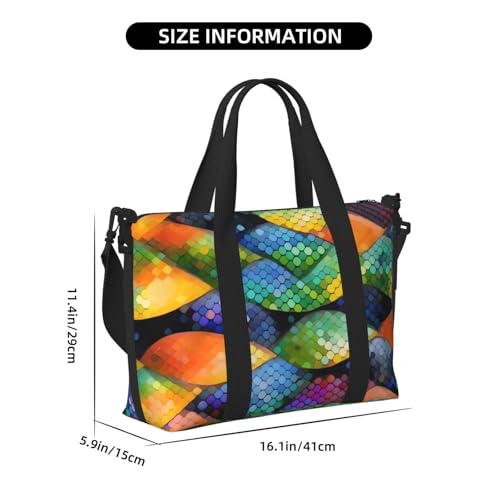 Travel Duffel Bags Personal Item Bag Carry on Luggage Bag Training Handbag Lightweight Waterproof Sports Gym Bag Rainbow Fish Scale Weekender Bag for Women Men2