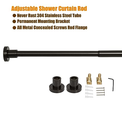 Image of Artiwell Heavy Duty Shower Rod, Adjustable Shower Curtain Rod, Expandable 47-84 Inch, Permanent Mount Shower Rod, Never Rust Stainless Steel For Window Curtain and Closet, Oil Rubbed Bronze