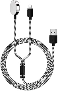 2 in 1 Watch Charger, Nylon Braided Watch Wireless Charging Station, Magnetic Charger for iWatch, 1.2 Meter Charging Cable Compatible with Apple Watch Series 8/8 Ultra/SE/7/6/5/4/3/2/1