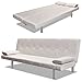 Festnight Adjustable Bed Sofa with Two Pillows Divano Letto Regolabile in Ecopelle/Similpelle/Pelle Artificiale con Due Cuscini da Soggiorno 168 x 77 x 64 cm Bianco/Nero