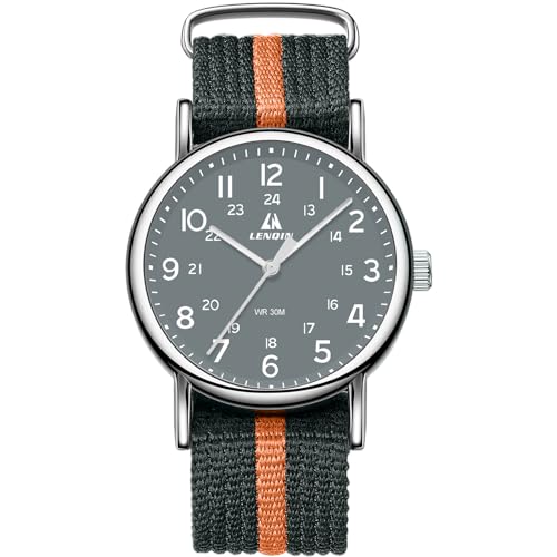 Image of LN LENQIN Mens Watches Unisex Military Sport Nylon Strap Stylish Luminous Fashion Analog Quartz Watch for Men Waterproof Army Tactical Casual Wristwatch