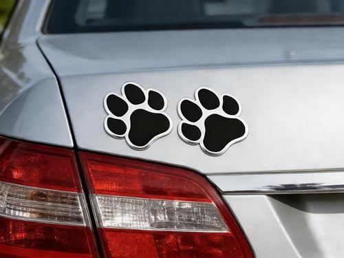 Image of LZLRUN 4PCS 3D Aluminum Alloy Dog Paw Footprints Car Sticker Car Logo Decoration Sticker (Silver Black)