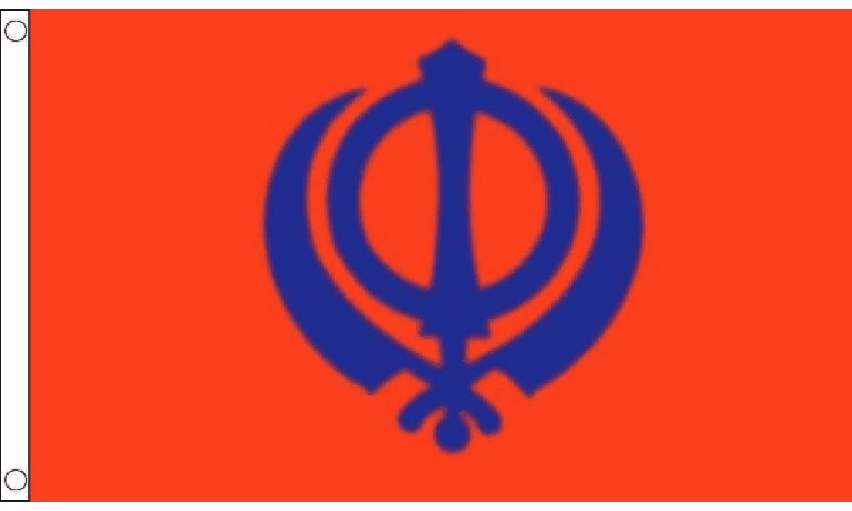 5ft x 3ft (150 x 90 cm) Sikh Sikhism Religion 100% Polyester Material Flag Banner Ideal For Pub Club School Festival Business Party Decoration