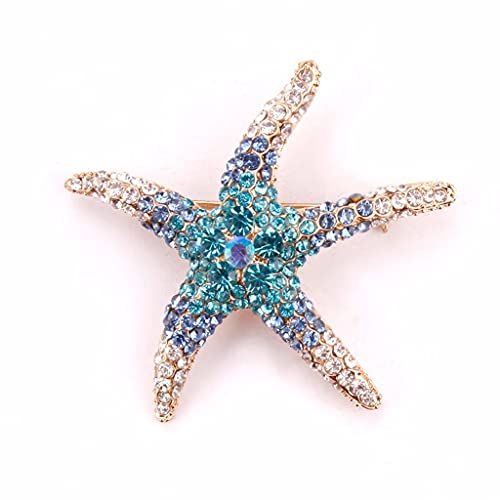 Étoile de fête broche en cristal rouge/bleu anti-ternissement