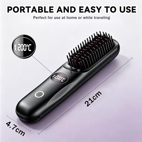 Cepillo alisador inalámbrico para cabello y barba miniatura 6