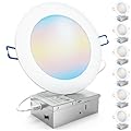 Sunco 6 Pack 6 Inch Ultra Thin LED Recessed Ceiling Lights, Slim Canless with Junction Box, 850 LM, 2700K/3000K/4000K/5000K/6500K, Dimmable, 14W=100W, Wafer Thin, 50000 Lifetime Hours ETL