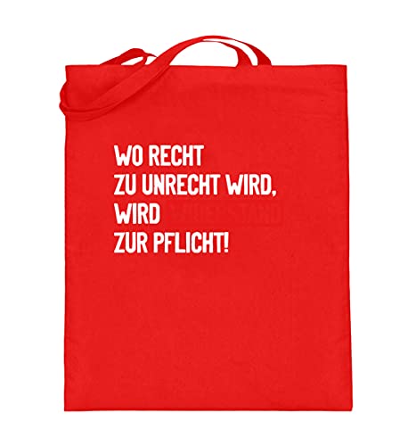 Sac en toile de jute avec anses longues message militant rouge rubis pour courses