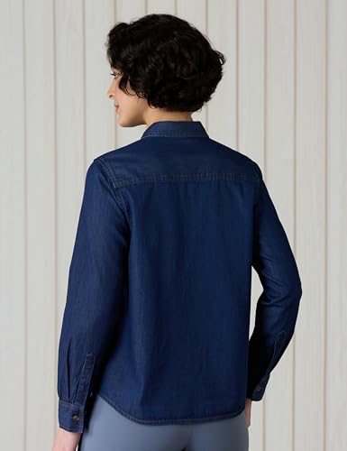 Image of Amazon Brand - Symbol Women Denim Shirt (Regular Fit | Full Sleeve) (Available in Plus Sizes)