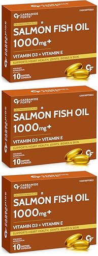 Image of Carbamide Forte Omega 3 Fish Oil Capsules Softgel 1000mg with Vitamin D & E | Omega 3 Supplement Softgel For Men & Women | Salmon Fish Oil Omega3 Supplement For Heart, Joints, Bones & Skin - 10 Softgels
